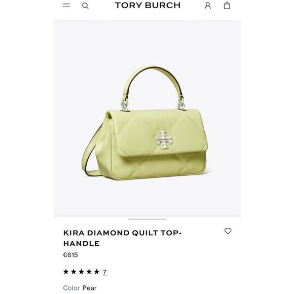 💚Brand New Tory Burch Kira Top Handle Napa Diamond Quilted Bag in Pear / Silver - Picture 3 of 17